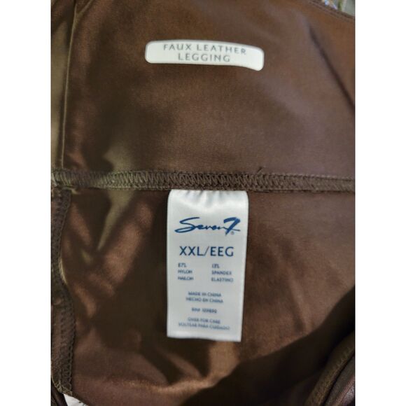 Seven 7 Plus Size Brown Faux Leather Leggings Size XXL - Picture 3 of 5